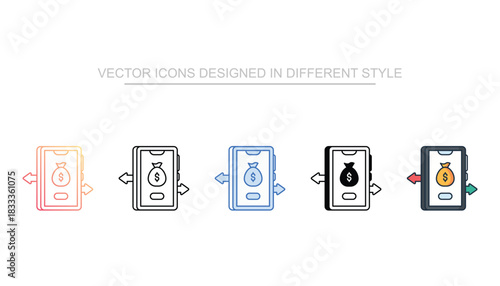 Money Transfer line icon vector stock with white background