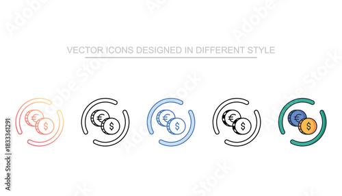 Currency Exchange line icon vector stock with white background