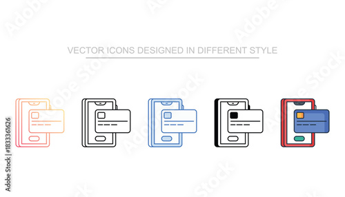 Online Payment line icon vector stock with white background