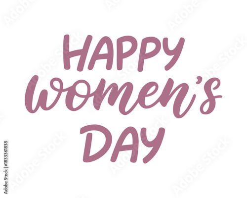 Elegant Happy Womens Day Text Illustration in Pink Color for Celebrations and Promotional Materials with White Background
