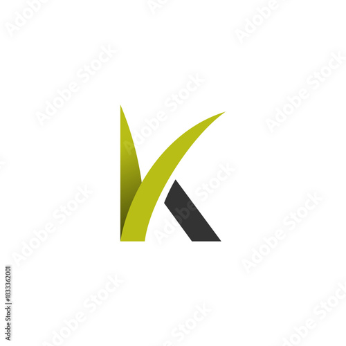 Stylized letter K logo with a green grass blade design, symbolizing nature, growth, and environmental concepts for business branding