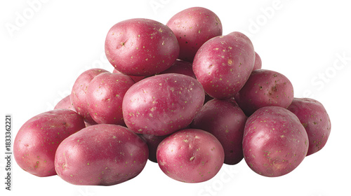 Pile of Fresh Red Potatoes on White Background root vegetable
