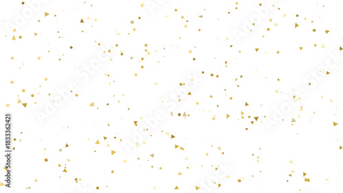 Abstract pattern of small golden yellow triangle confetti or glitter particles scattered randomly on a clean for celebration vector illustration