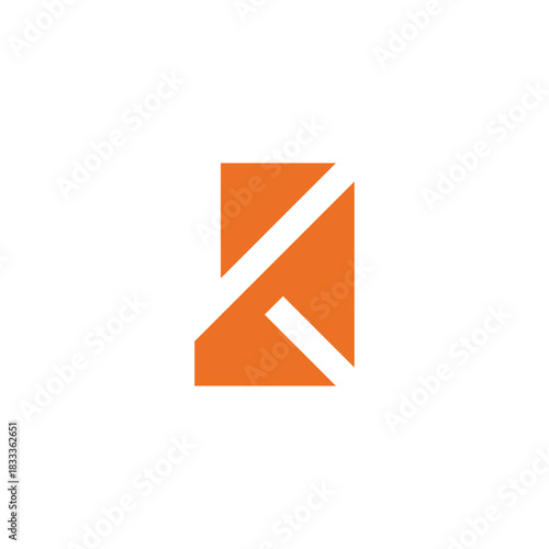 Creative abstract geometric logo icon featuring an orange rectangular shape with dynamic lines, symbolizing a modern initial or arrow for technology and business branding