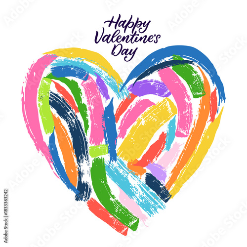 Vector watercolor heart hand painted illustration. Romantic design for Valentines Day cards, invitation, print, banner