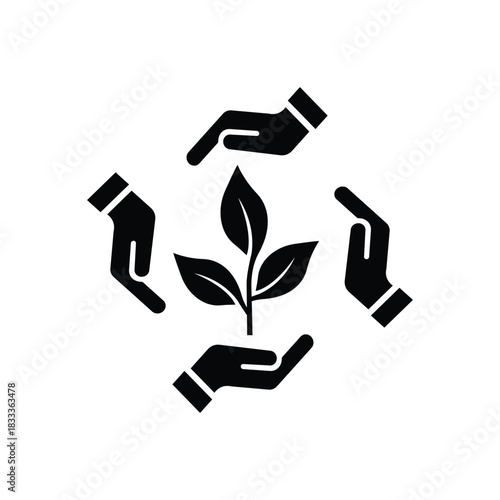clean future icon, join the environment protection, save ecology volunteer team, flat symbol on white background - vector illustration