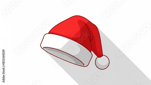 Festive Santa hat icon casts a playful shadow, perfect for holiday promotions, cheerful designs, and spreading Christmas spirit with a fun, modern touch