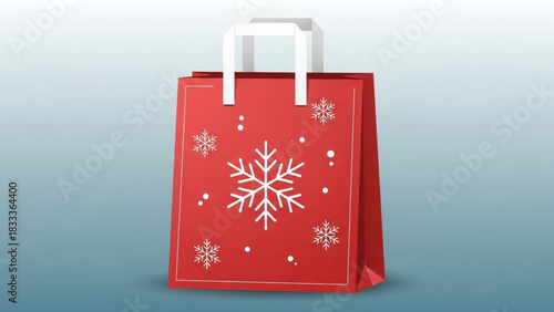 Festive red holiday gift bag with snowflake design, perfect for Christmas shopping and seasonal promotions, bringing joy and cheer to gifting occasions