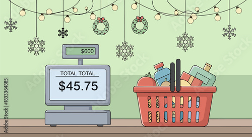 Holiday Checkout Scene – Festive Shopping Spirit for Merry Christmas