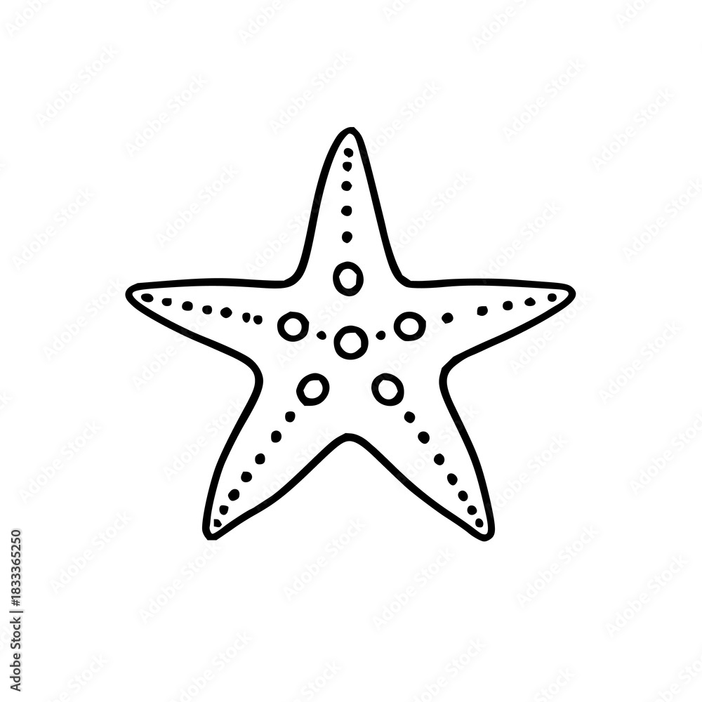 Obraz premium Single Black Starfish Icon: Simple, Dotted Design