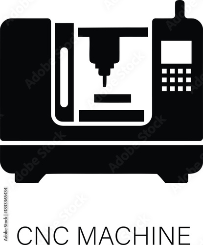 Minimal CNC Machining Center Icon for Modern Industrial Technology