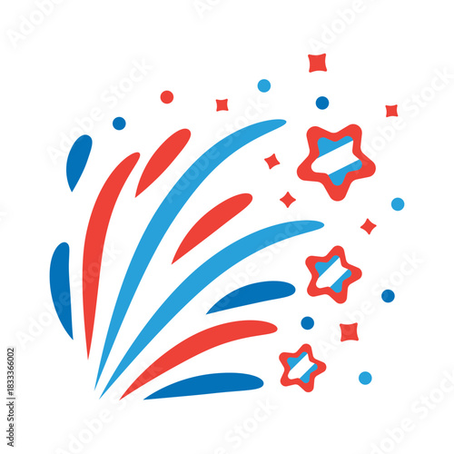 Firework salute beam star ray badge sticker