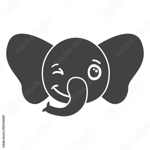 Elephant wink head muzzle flat