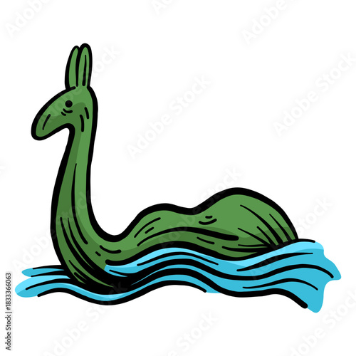 Loch ness monster nessie water flat