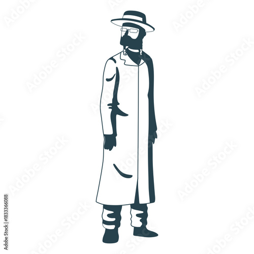 Man jewish posture detailed silhouette