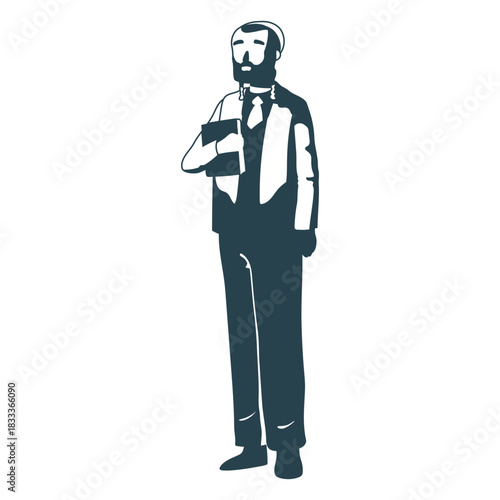 Man jewish book detailed silhouette
