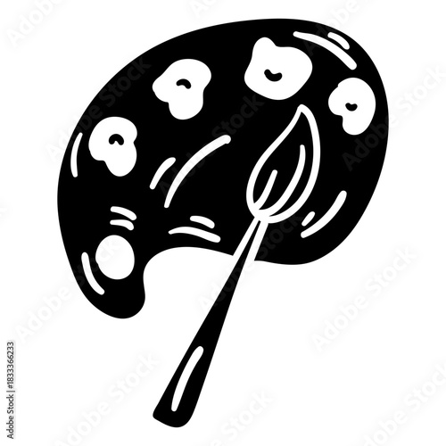Panel palette paint brush detailed silhouette