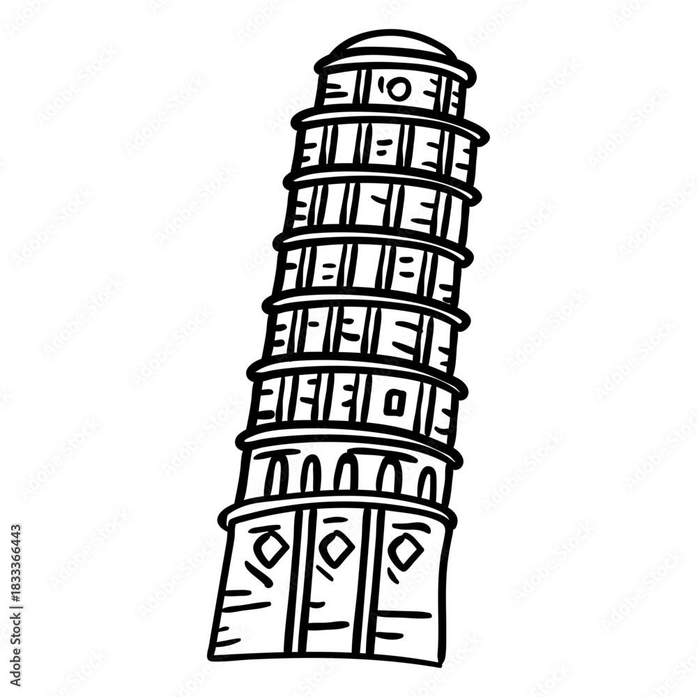 Naklejka premium Tower of pisa tower stroke