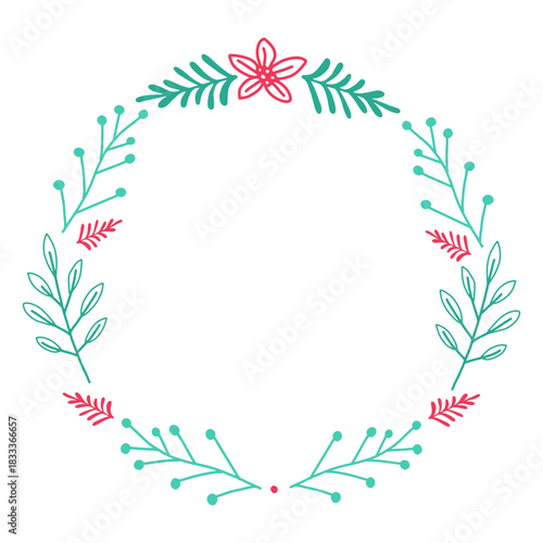 Wreath frame branch flower badge sticker