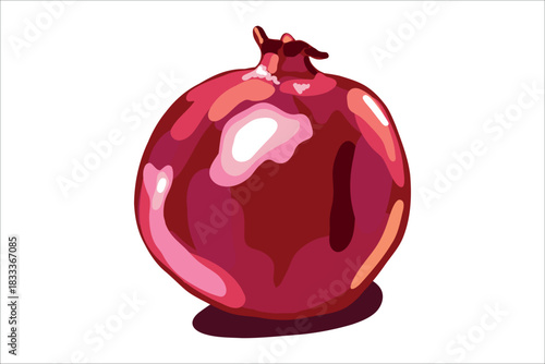 Red Pomegranate Fresh Fruit Illustration