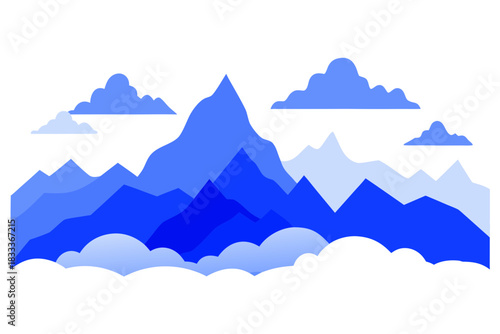 Blue mountains and clouds