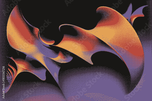 Abstract organic shapes in vibrant orange and purple hues with a smooth texture