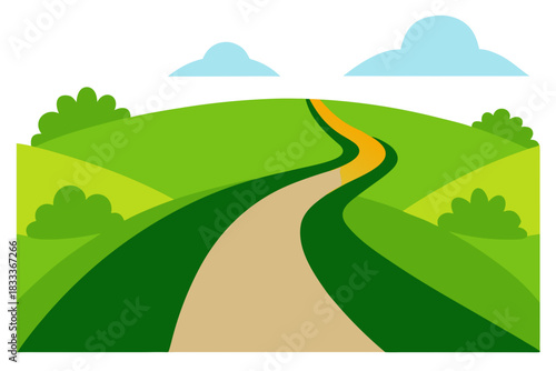 Road through green hills