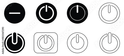 power button symbol vector, flat design illustration of on off switch, suitable for digital interfaces, electronics, app , website design, and technology-related graphic projects.