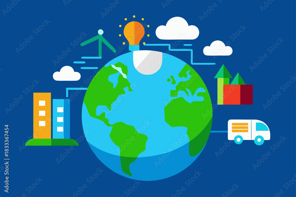 Fototapeta premium Globe with illustrations