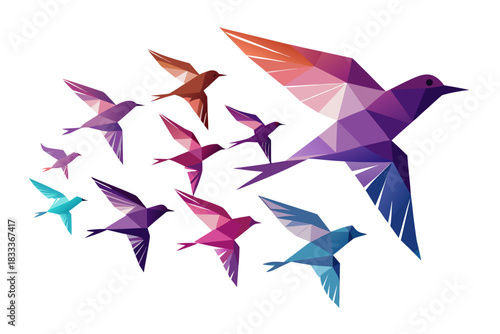 Geometric birds flying