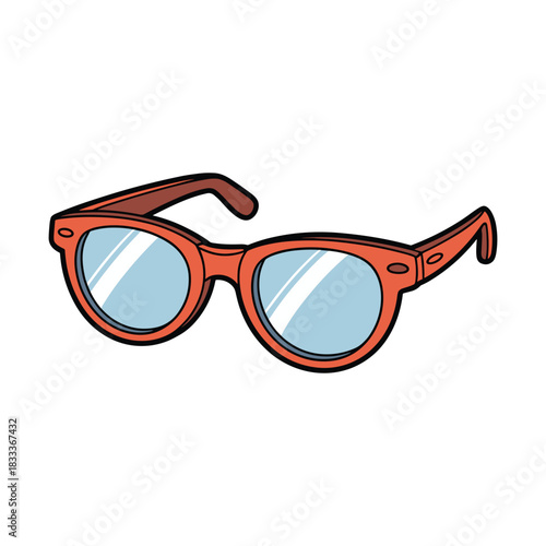 Coral colored eyeglasses with blue tinted lenses offer visual enhancement and style.