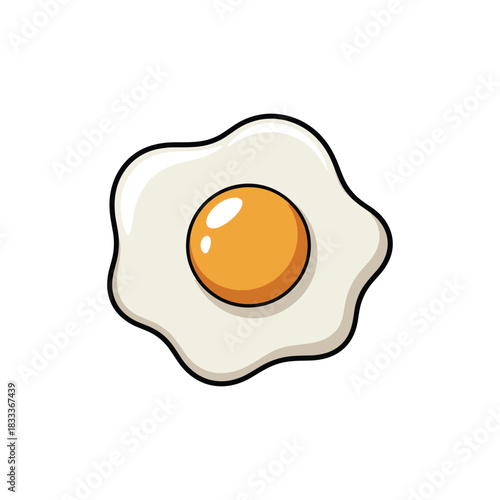 Cartoon drawing of a sunny-side-up egg on a plain white background, meal-prep concept.