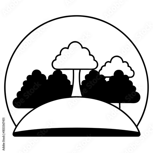 Trees in a round border