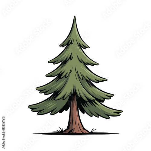 Illustration of a lush, green fir tree, perfect for forest or nature-themed designs.