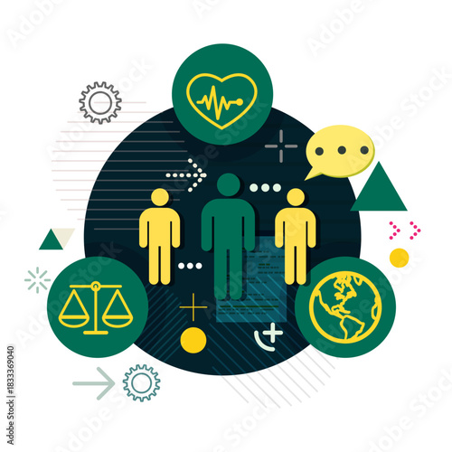 Human Resource Management - Legal rights, Health and Insurance - Stock Illustration