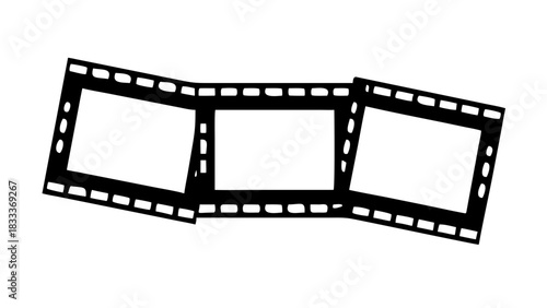Illustration of a black and white film strip with three empty frames in a retro style design element
