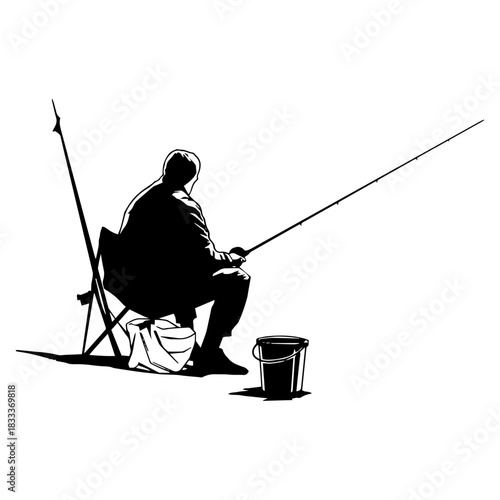 Man fishing illustration