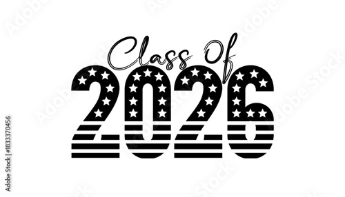 Hand drawn text illustration for class of 2026 graduation, class of 2026 badge.