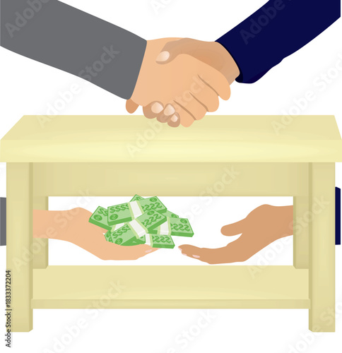 Corruption deal and handshake. vector