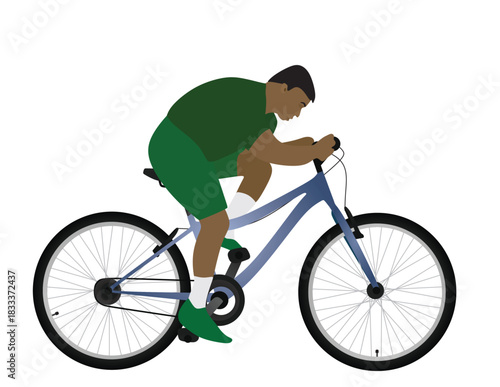 Man driving bicycle. vector illustration	