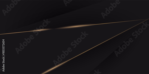 Luxury Black and Gold Background in Paper Cut Style with Glitter and Light Effect. Premium Black and Gold Background for Award, Nomination, Ceremony, Formal Invitation or Certificate Design