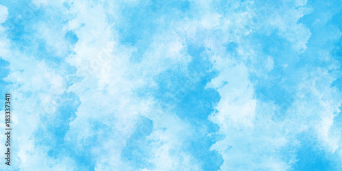 abstract baby blue water colored stains or sky bac Hand painted water, blue sky in grunge style blue skt white clouds ..color sky and clouds, abstract watercolorkground,.