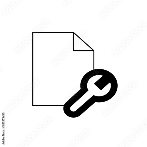 File repair icon showing a document with a folded corner and a wrench overlayed on the bottom right