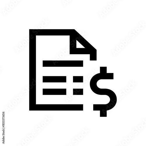 Illustration of a document with horizontal lines and a dollar sign representing financial records