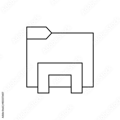 Illustration of a schematic symbol featuring a rectangular block with a connector and a u shape design