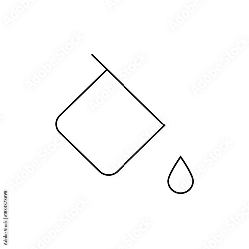 An illustration showing a container tilted with a droplet falling, depicted in a minimalist style design.