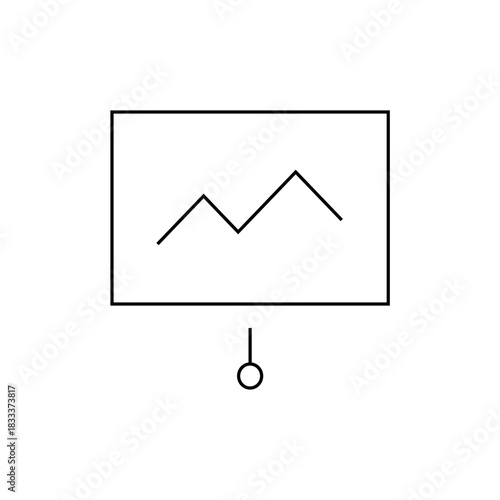 Presentation screen showing a line graph with three peaks and a stand, depicted in black outline drawing