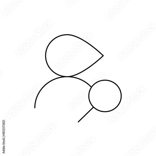 Illustration of a person with a teardrop shape above their head and a circle to their right side