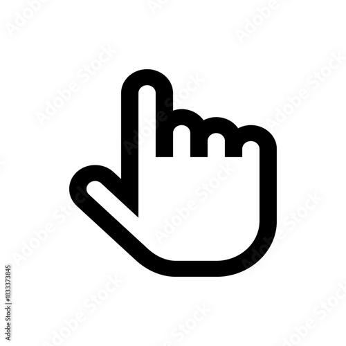 Illustration of a black hand with the index finger extended, suggesting a pointing or clicking gesture