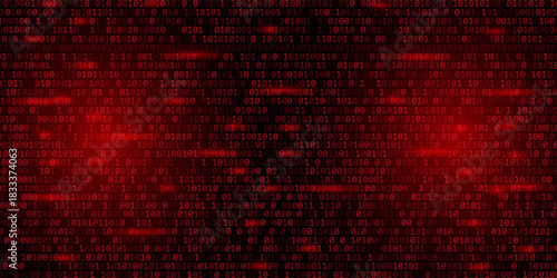 red matrix falling binary numbers cyber futuristic banner background template